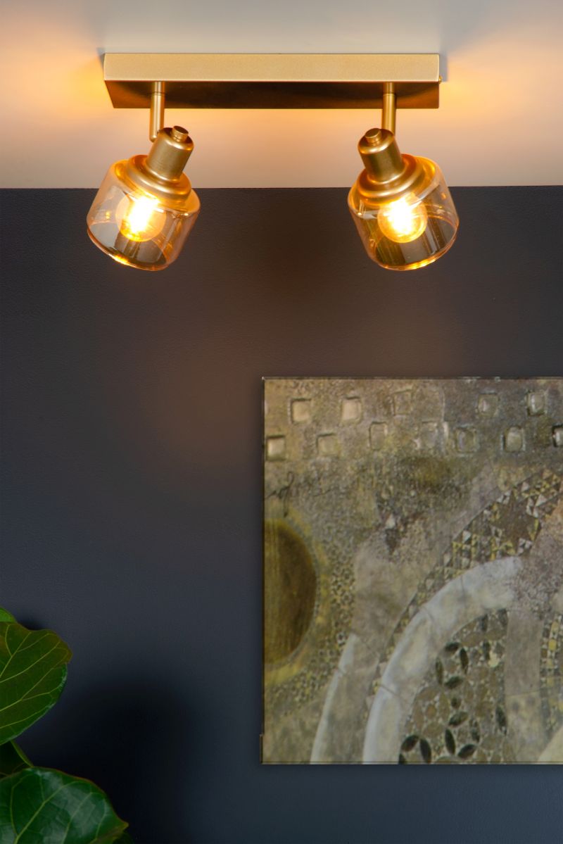 Lucide BJORN - Stropné bodové svietidlo - 2xE14 - Matt Gold / Mosadz